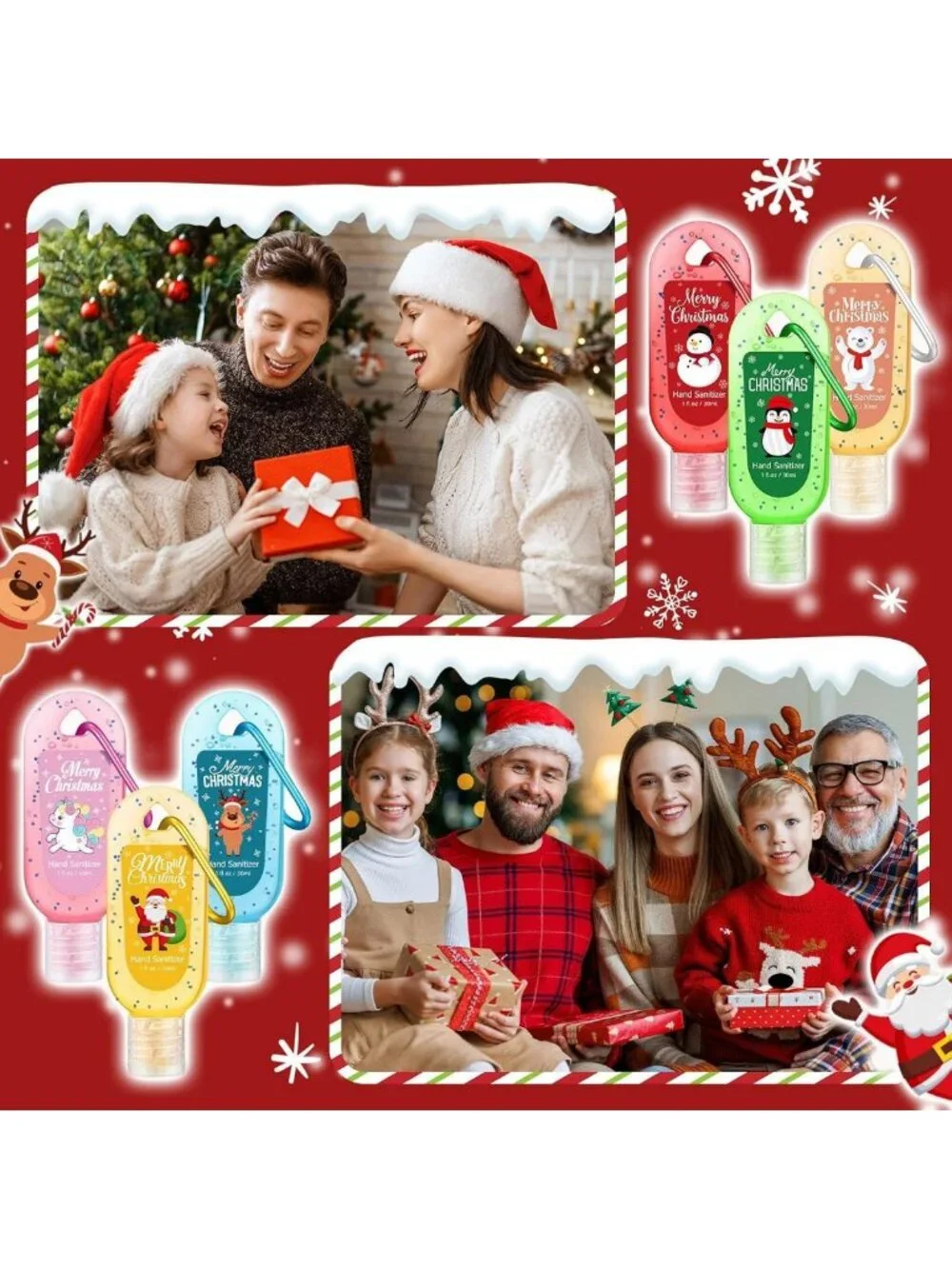24 Pcs Mini Hand Sanitizer Keychain 1oz - Holiday Party Favors & Gifts